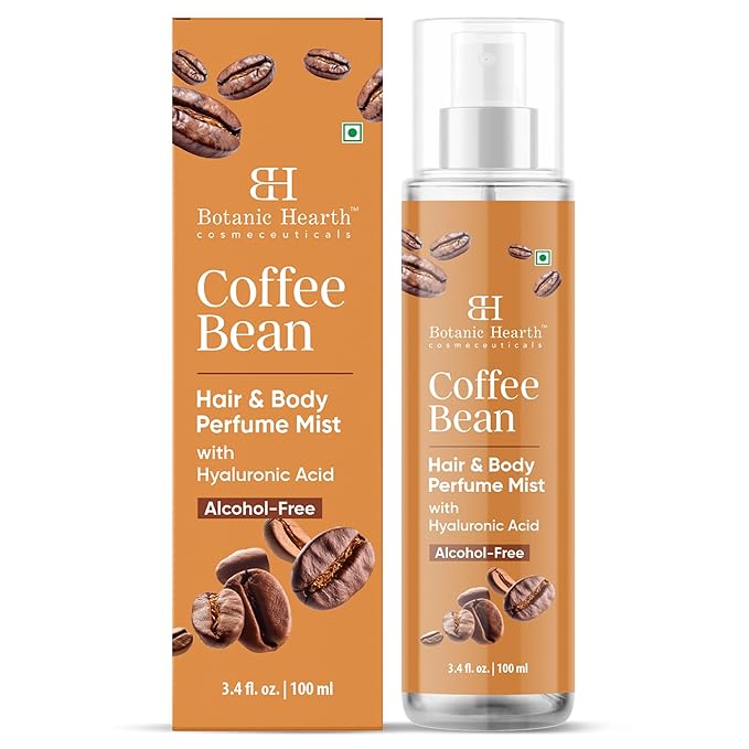 Botanic Hearth Coffee Bean Hair Perfume & Body Perfume Mist with Hyaluronic Acid – Alcohol-Free Body Spray for Long Lasting Fragrance & Hydration – Refreshing Coffee Scent, 3.4 fl oz / 100 ml