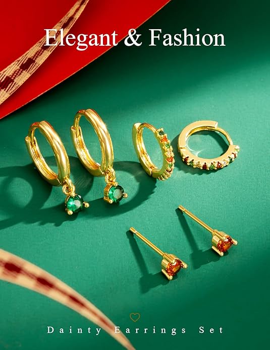 Freekiss 3 Pairs Gold Hoop Earrings Set: Dainty Stud Earrings Trendy Small 14K Gold Plated Hypoallergenic Dangle Cartilage Huggie Hoop Earrings for Women Gold Jewelry for Women Gifts