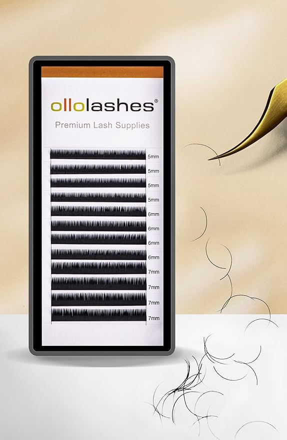 OLLOLASHES Bottom Lash Extension B C J Curl Mix4-10mm 0.03 0.05 0.07 0.10 0.15 thickness Black Color Super Matte Bottom Lash Extensions, Professional Supplies for Lash Techs (Bottom-J-0.03, 5-7mm)