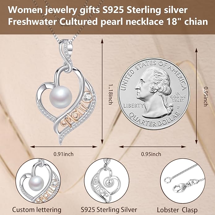 LEIDANY Mothers Day Gifts for Mom -Grandma Mom from Daughter Son, Gifts for Wife Nana Mother Birthday-Christmas Day for Women Her Jewelry Gift, Pearl Necklaces