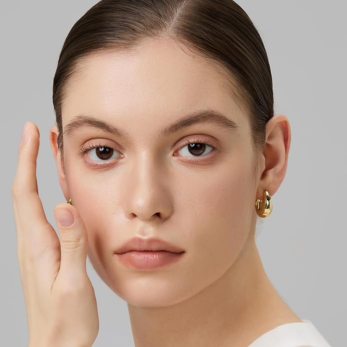 FRUMOS 925 Sterling Silver Huggie Earrings for Women 18K Gold Plated Hoop Earrings for Women Hypoallergenic Small Cubic Zirconia Huggie Earring