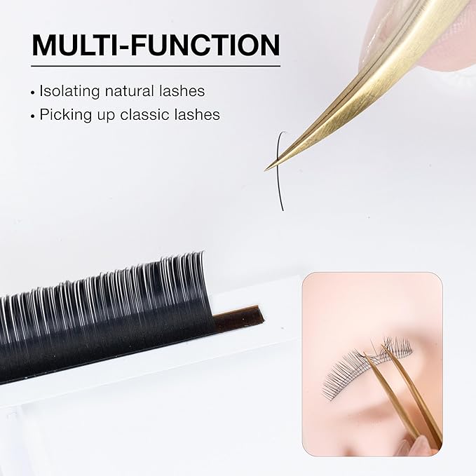 Curacoro Lash Tweezers for Eyelash Extension - LashSmith Curve Isolation Eyelash Tweezer for Classic Lashes