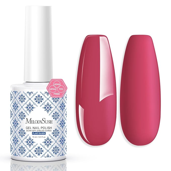 MelodySusie Fleurwee Plant Based Gel Nail Polish, Hema Free Hot Pink Nail Polish, Soak Off UV LED Gel Polish Gift for Women 21 Non Toxic Long Lasting Nail Art Manicure Salon DIY at Home B1601