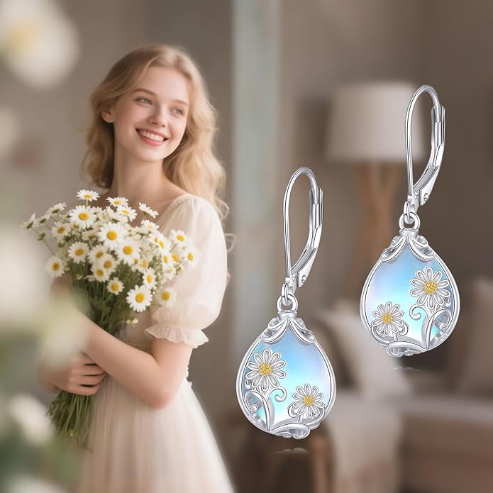 POPLYKE Celtic Filigree Teardrop Drop Dangle Earrings Sterling Silver Leverback Earrings Jewelry for Women