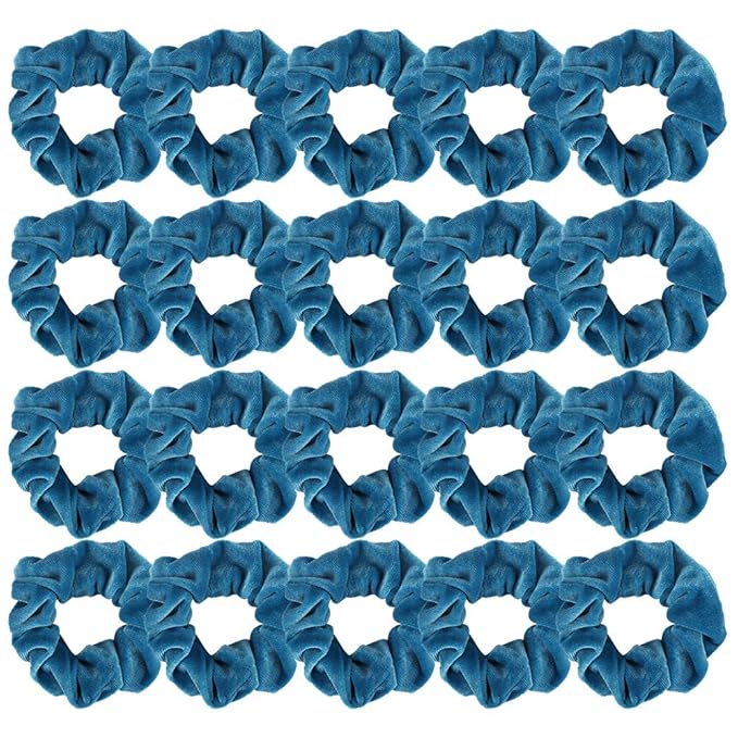 20 Pcs Hair Scrunchies, Didder Velvet Elastics Scrunchy Hair Ties Blue Soft Scrunchie Bobbles Ropes Scrunchie Solid color Hair Bands for Women Girls