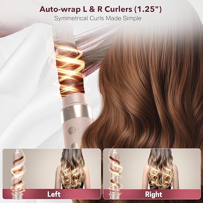 Mythsight StyleVibe 6-in-1 Air Styler, Hair Dryer & Blow Dryer Brush with Travel Case - Auto Wrap Curls (L/R), Fast Drying, Thermal Round Brush for Smooth Blowouts & Frizz-Free Volume, No Heat Damage