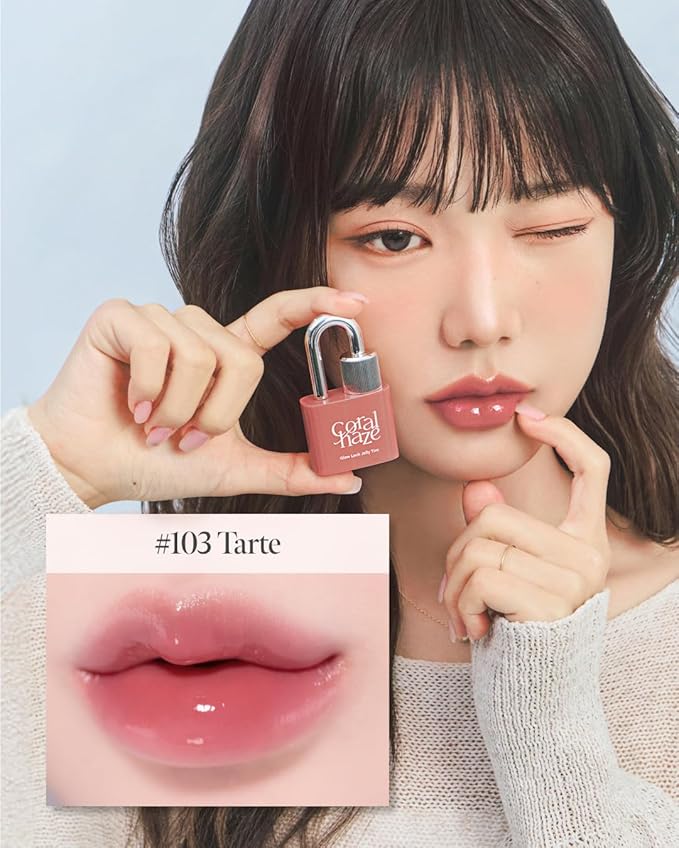 Glow Lock Jelly Tint #103, Hydrating Water Glow Lip Stain, Non-Sticky Juicy Gloss, Long Lasting Glass Shine & Dewy Finish, Lightweight Moisturizing Lip Care, Korean Makeup