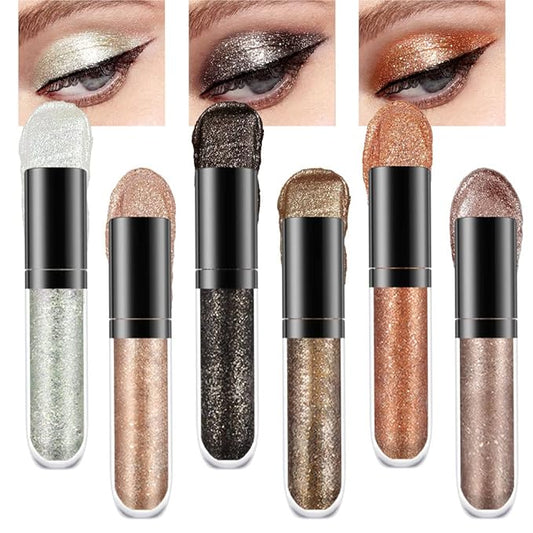 6 Colors Liquid Glitter Eyeliner,Glitter Eyeshadow ,Waterproof Long Lasting Makeup Kits (A)