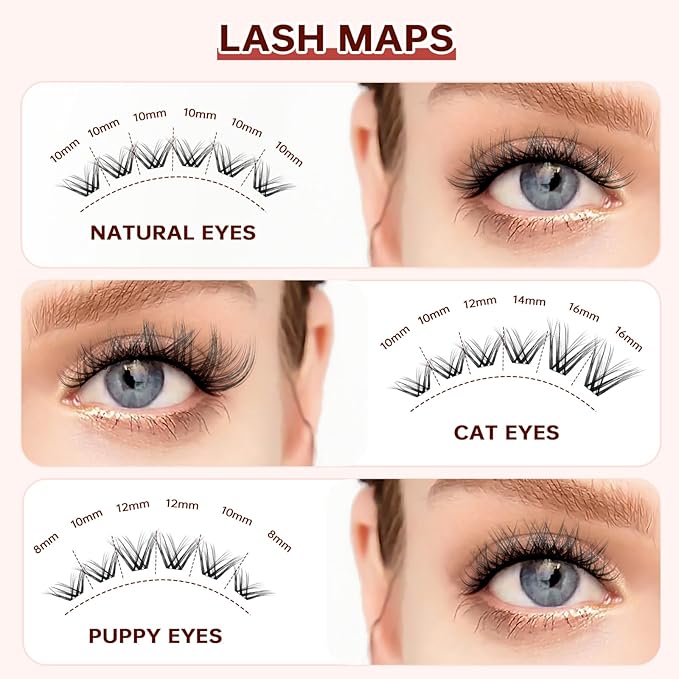 JOLIETIFY Lash Extension Kit, Medium Dense Clusters, Faux Mink 8–16mm, Defined Look, Soft & Sculpted Style,Reusable Individual Lashes with Waterproof Bond & Seal, Tweezers & Remover, DIY for Beginners