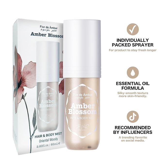 JA VEIR Body & Hair Fragrance Mist Original Perfumed Vanilla Spray for Women (Amber Blossom)