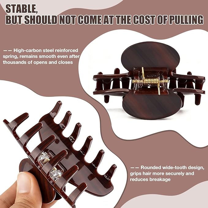 Big Hair Claw Clips for Thick Hair, Tortoise Shell Nonslip Large Acetate Hair Clips, Celluloid Butterfly Jaw Clips, Strong Hold for Women