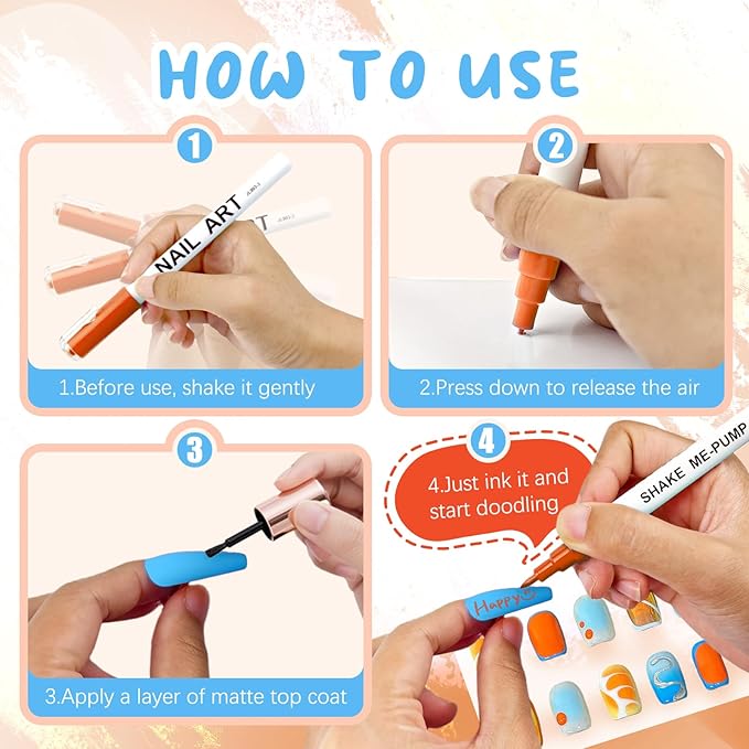 MKNZOME 12 Color Nail Art Pens for Painting Nails, 0.7 MM Nail Polish Pens Drawing Point Liner Acrylic Painted Pen Kit, Waterproof Quick-drying for DIY Design Manicure Tools Christmas Gifts