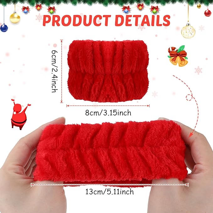 Chuangdi 4 Pairs Wrist Bands for Washing Face Wrist Spa Microfiber Wash Towel Band Scrunchies Absorbent Wristbands Sweatband for Women Prevent Liquid from Spilling(Red, Green)