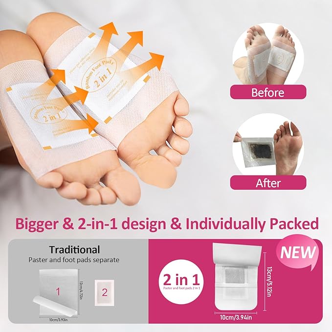 TEWEAE Ginger Foot Pads, 100 Pads One-Piece Design Premium Natural Bamboo Vinegar Foot Care Pad Ideal for Winter Better Sleeping, Rose Scented