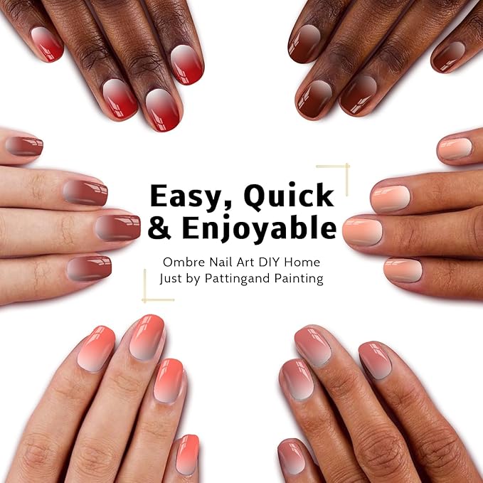Karroy Sponge Pat Paint Nail Gel, 9 Colors Ombre Nails Gradient Gel Nail Blush Blooming Aura Nails Drawing Stripper Floral Painting Nail Art, No Wipe, UV/LED Curing (9 Colors E)