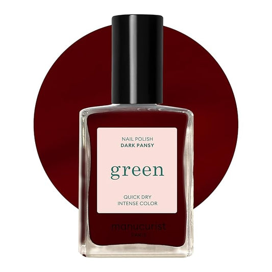 Manucurist Green Nail Polish Dark Pansy - Burgundy Dark Red Nail Polish - 9-Free, Plant-Based and Vegan - Manicure - Made in France - 0.5 fl oz