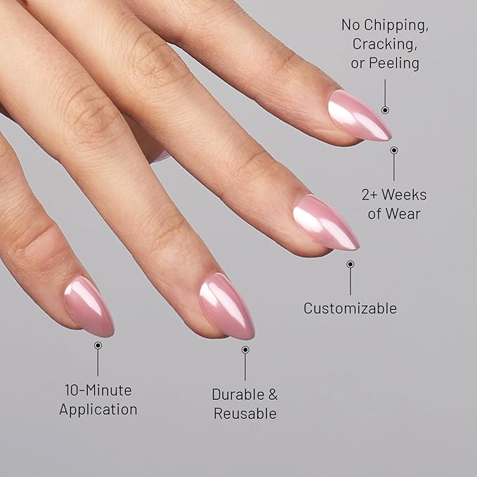 Lilac St - Press on Nails, Afterglow (30 Nails, 15 Sizes) - Short, Almond, Pearl + Glossy, Opaque - Brush-On Nail Glue, Nail File, Cuticle Stick, Prep Pad - Cruelty Free, Vegan, Women Founded
