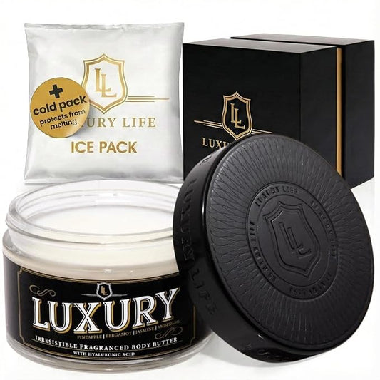 LUXURY LIFE Bed Butter - Scented, Luxurious Body Butter With All-Natural Hyaluronic Acid For Soft, Glowing, Hydrated Skin For Men & Women - Suitable For All Skin Types - Luxury Scent, 5 oz