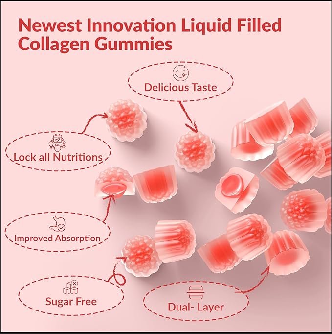 Forent 2500mg Collagen Gummies for Women & Men with Biotin, Vitamin D3, Hyaluronic Acid | Supports Skin Hair Nails & Joints, Sugar-Less Colageno Hidrolizado for Women, 60 Servings Peach Flavor