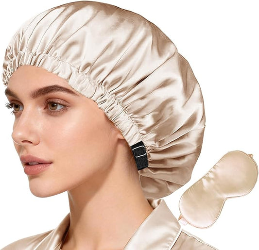 2Pcs Hair Bonnets For Sleeping Satin Bonnet Silk Bonnets For Women Silky Night Caps Womens Curly Hair Sleep Cap