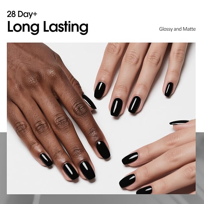 VENALISA Black Gel Nail Polish, 1 Pcs Pure Black Gel Polish Color High Gloss Soak Off U V Nail Manicure Salon and DIY at Home Gifts for Women