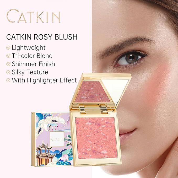 CATKIN Creamy Blendable Baked Blush Palette 10g C02 Lovely Cheek Highlight