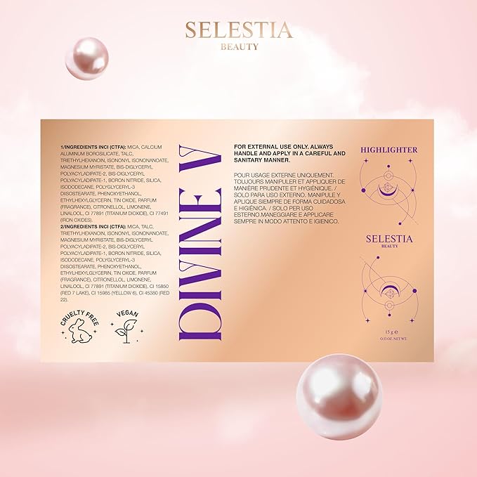 Powder Highlighter Makeup – Divine V – Radiant Glow for All Skin Tones, Easy-to-Apply, 0.53 oz