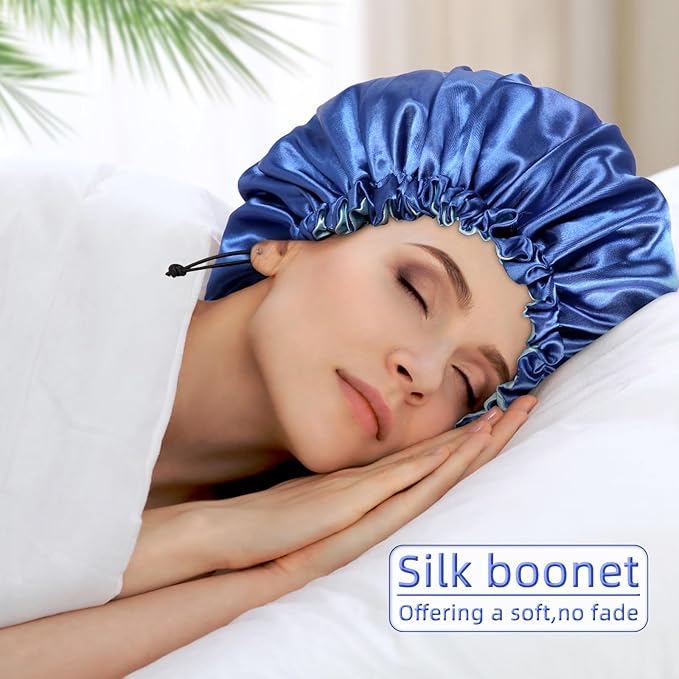 Satin Bonnet Silk Bonnet For Curly Hair Bonnet Braid Bonnet For Sleeping Bonnets For Women Large Double-layer Adjustable