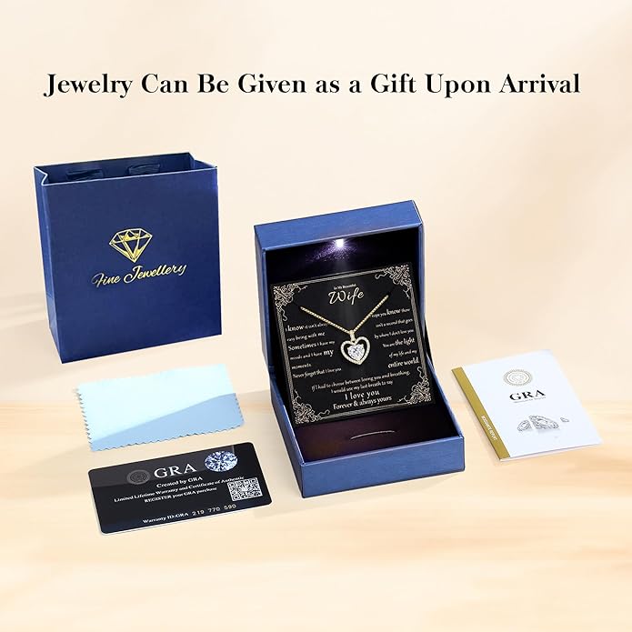 geweio 2CT Moissanite Heart Necklace for Women Wife in Gift Box,S925 Sterling Silver Jewelry for Women,Anniversary Birthday Present for Wife Her Girlfriend,18K Gold/White Gold Filled