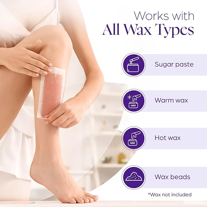 150 Wax Strips for Hair Removal – Extra-Large Non-Woven Strips for Legs, Arms, Back & Body – Works with All Soft Waxes – Salon & Home Use