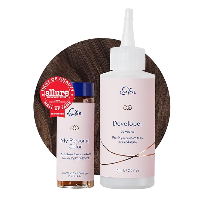 eSalon Permanent Hair Color & Hair Dye Kit - Dark Brown Chocolate - Personal Colorist for Up To 100% Gray Coverage, Ammonia-Free, All Hair Types