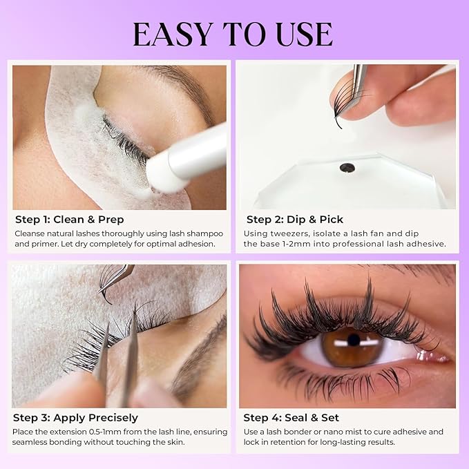 SAIGON LASH Anime Lash Kits Promade Fans –3D & 12D Wispy Volume Lashes, CC Curl 0.07, Mixed Length 6–13mm, Loose Handmade Extensions for Lash Artists (Dark brown-CC-0.05-6 - 13mm)