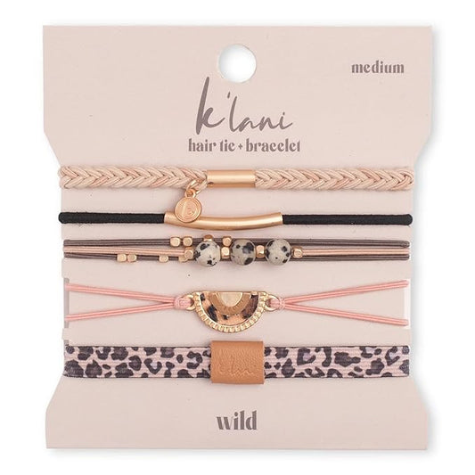 K'lani Wild Bracelets for Women – Elastic Bracelets and Boho Hair Ties – Cute Hair Ties for Women and Hair Tie Accessories – Stylish Bracelets Boho Style for Hair and Wrist – Set of 5 (Small)