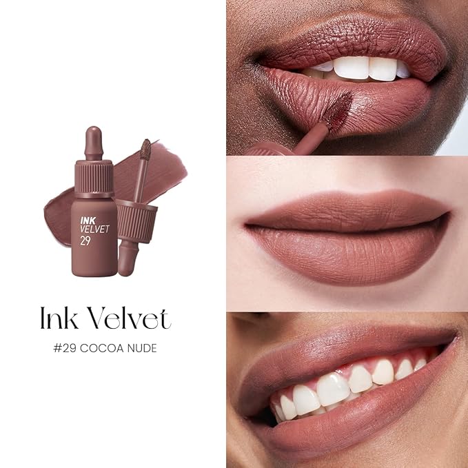 Peripera Ink the Velvet Lip Tint - High Pigment Color, Longwear, Weightless, Gluten-Free, Paraben-Free (029 COCOA NUDE)