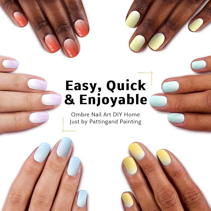 Karroy Sponge Pat Paint Nail Gel, 9 Colors Ombre Nails Gradient Gel Nail Blush Blooming Aura Nails Drawing Stripper Floral Painting Nail Art, No Wipe, UV/LED Curing (9 Colors A)