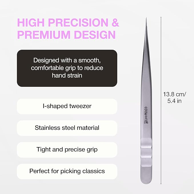 Curacoro Lash Tweezers for Eyelash Extensions - LashSmith Straight Isolation Tweezer for Classic Lashes and Effortless Precision