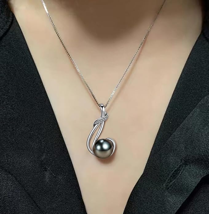 NONNYL Gifts for Women Wife-Tahitian Black Pearl-Necklace-Gift for Wife Wedding Birthday Anniversary Jewelry-Mom Girlfriend Her Mothers Day Gifts for Mom Women Valentines Day Christmas Day Gifts