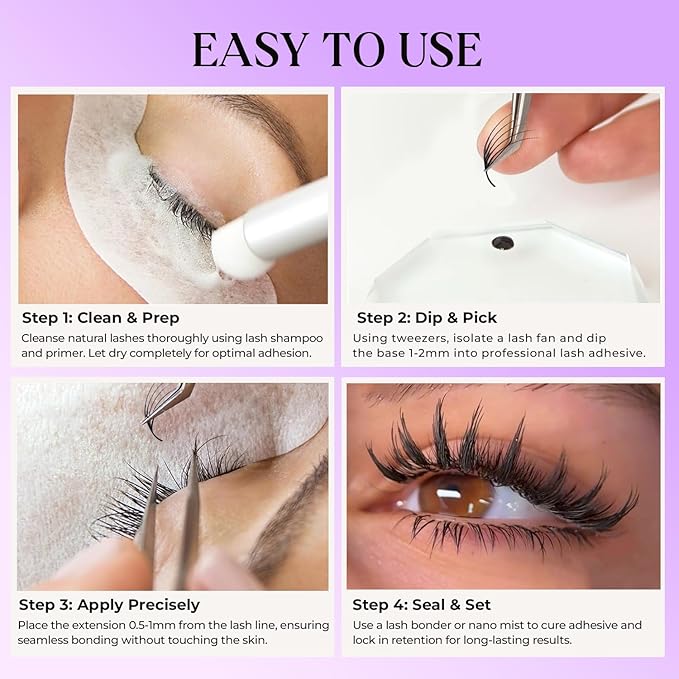 SAIGON LASH Foxy Effect Promade Fans – Wispy Volume Lashes, CC Curl 0.07, 6–13mm Mixed Length, Handmade Loose Lash Extensions for Natural Lift (Dark brown-CC-0.07-6 - 13mm)