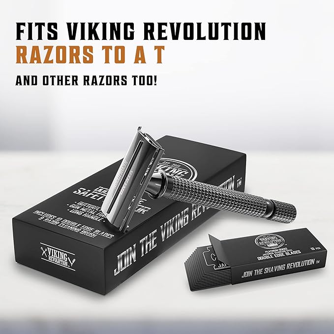 SHAVING REVOLUTION Double Edge Razor Blades - Men's Safety for Shaving Platinum Japanese Stainless Steel a Smooth, Precise and Clean Shave - 50 Count