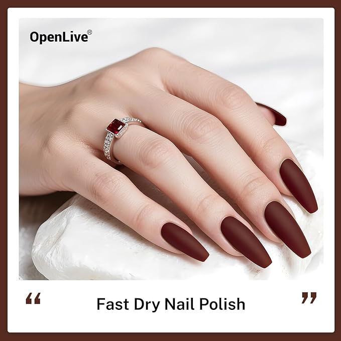 OpenLive 16.5ml Brown Nail Polish Large Volume Quick Drying Nail Polish, Fast Drying and Long Lasting Color Nail Art DIY Home Manicure Gift for Women
