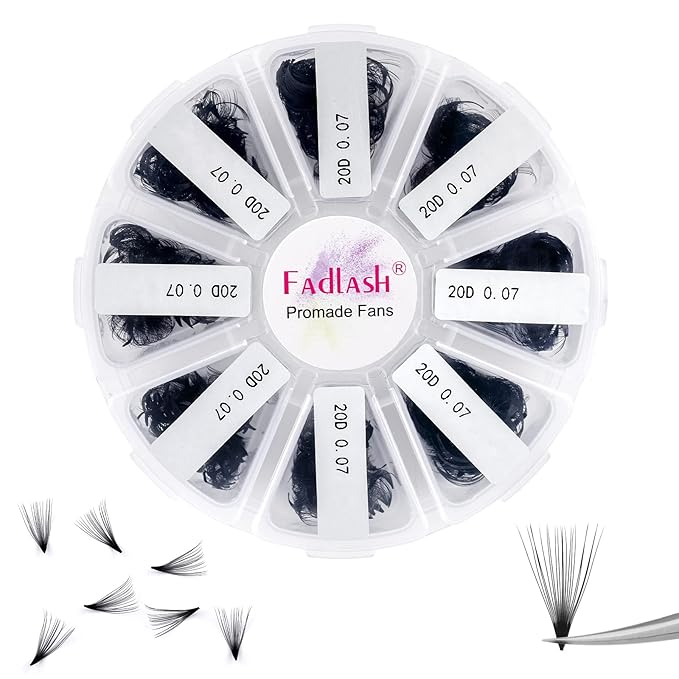 Lash Extension 1000 20D Mixed Premade Fans Eyelash Extensions D Curl Promades Eyelash Volume Lash Extensions Loose Fans Pre Made Volume Lashes Pointed Base (20D-0.07D, 15-20mm)