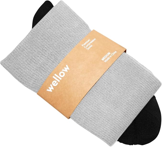 Wellow Wide Calf Compression Socks, Knee High Support, Fit for Men & Women, 18-25 mmHg, Made with Viscose from Bamboo