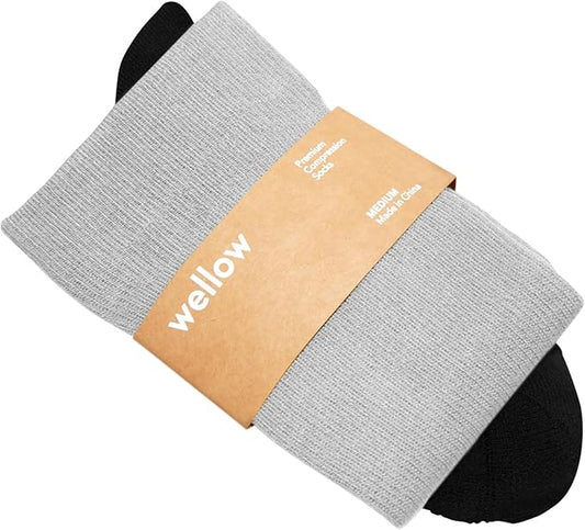 Wellow Wide Calf Compression Socks, Knee High Support, Fit for Men & Women, 18-25 mmHg, Made with Viscose from Bamboo