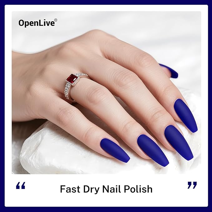 OpenLive 16.5ml Dark Blue Nail Polish Large Volume Quick Dry Nail Polish, Long Lasting Shine, Fingernail Toenail Nail Art DIY Home Travel Nail Art Gift