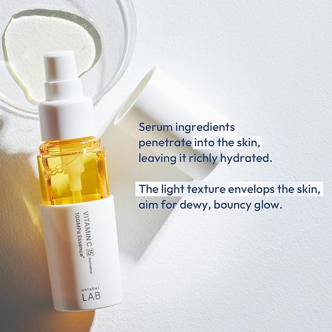 unlabel LAB Vitamin C Brightening Serum, 50mL, Ultra-High-Pressured Vitamin C, Facial Essence for Visible Pore, Uneven skin tone, Fragrance Free, Made in Japan, J-beauty