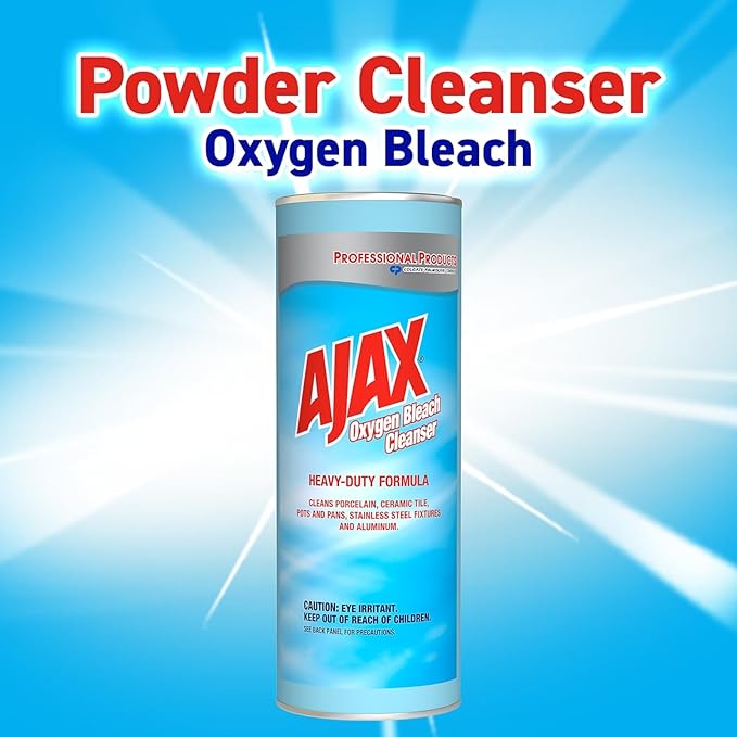 Ajax Professional Heavy Duty Oxygen Bleach Powder Cleanser 21 Oz (Pack of 2) bundled with Micro Fiber Cloth