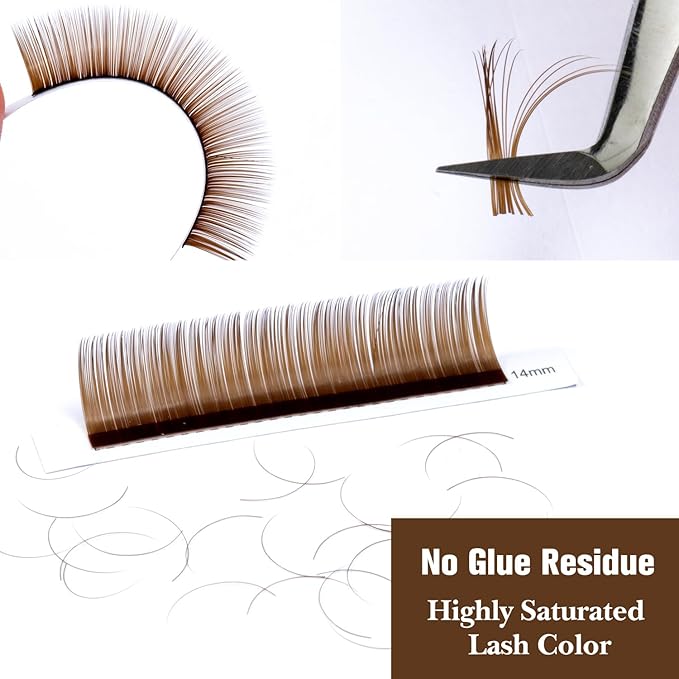 TDANCE Dark Brown Lash Extensions Colored Lash Extensions Classic Lash Extension 0.07mm C/D Curl Premium Silk Individual Lashes Salon Use (Dark Brown,C-0.07,8-15mm)