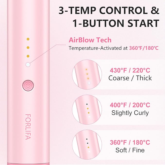 FORLIFA Pro 3-in-1 Auto Curling & Straightening Iron with AirBlow Tech for 72h Hold, Curling Wand with1.1billion Negative Ions, Triple Hair Protect & Burn-Free, Auto Shut-Off, Tangle-Free, HyperCurve