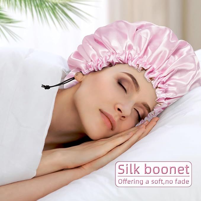 Satin Silk Bonnet For Curly Hair Bonnet Braid Bonnet For Sleeping Bonnets For Women Large Double-layer Adjustable