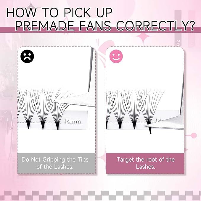 FADLASH Premade Fans Pointed Base 10D Premade Volume Eyelash Extensions Middle Stem Pre Fanned Lash Extensions Easy Application C/D Curl Eyelash Extension (10D-0.07-D, 12mm)
